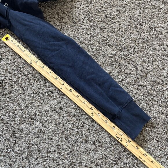 Abercrombie & Fitch Navy Blue Zip-Up Hoodie With Logo Print Lined Hood & Pockets - Picture 6 of 6